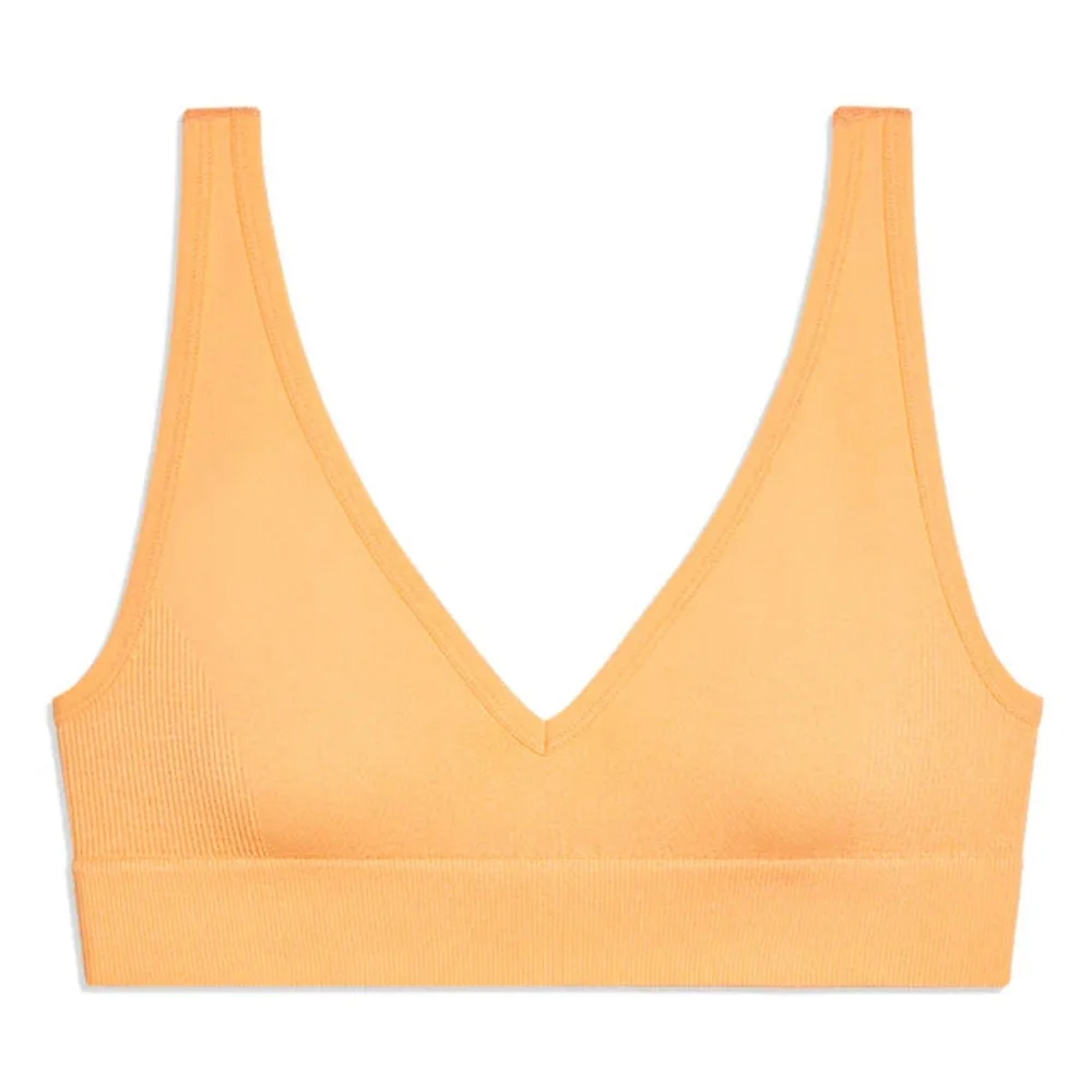 NWT WeWoreWhat Peach Cobbler Solid V-Neck Bra Top M - Picture 5 of 5